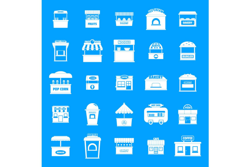 street-food-kiosk-icons-set-simple-style