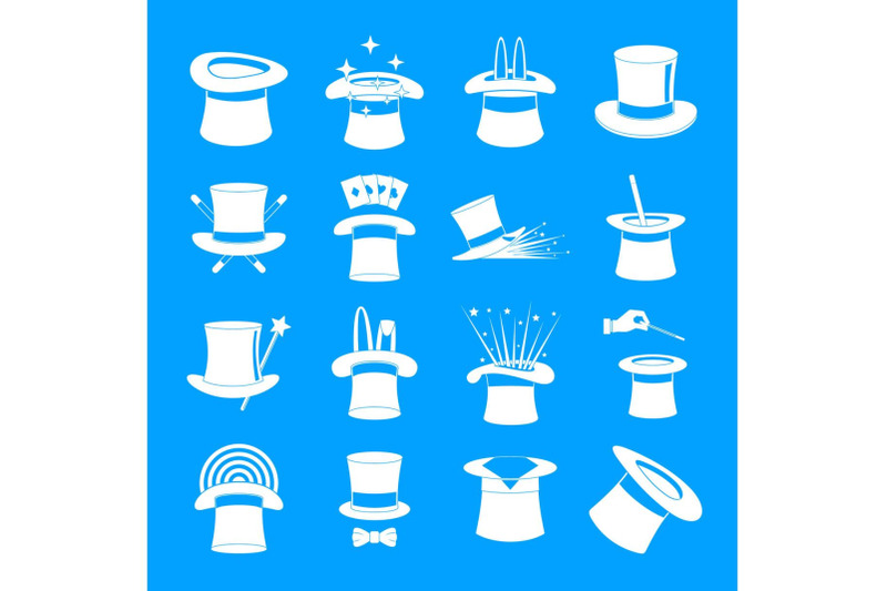 magician-hat-sorcery-icons-set-simple-style