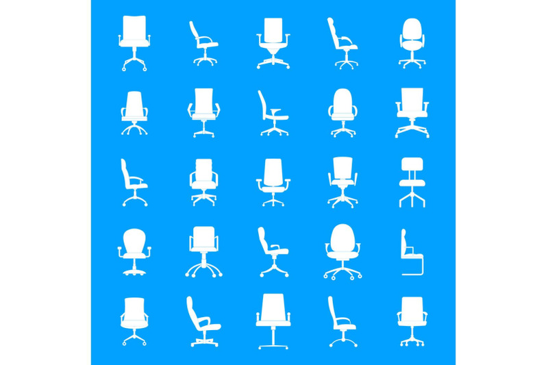 office-chair-icons-set-simple-style