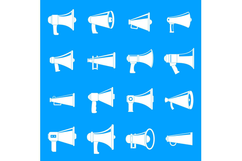 megaphone-loud-speaker-icons-set-simple-style