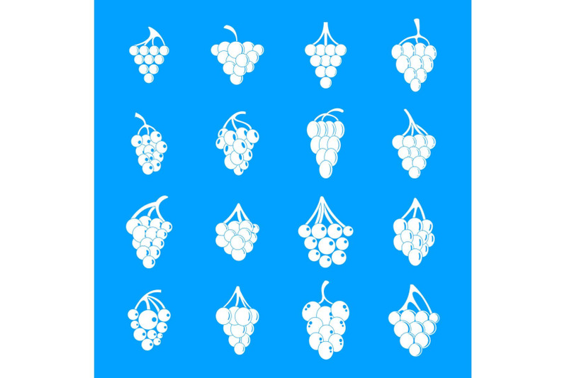 grape-wine-bunch-icons-set-simple-style