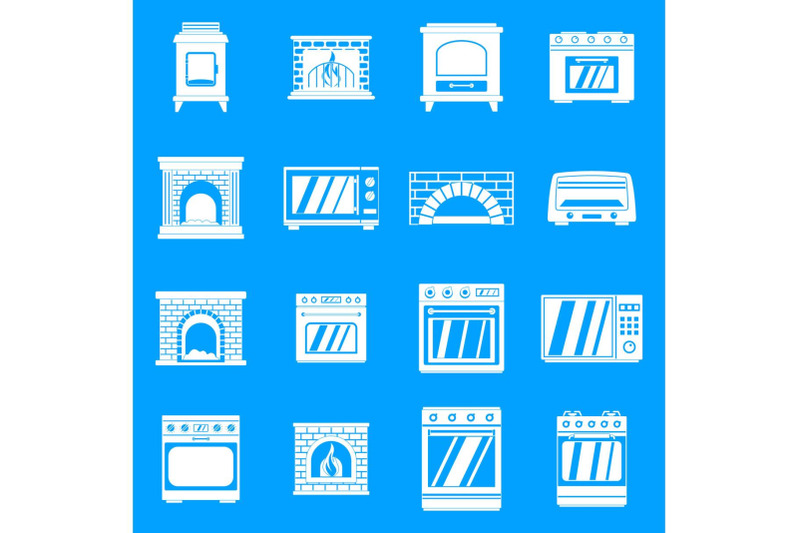 oven-stove-fireplace-icons-set-simple-style