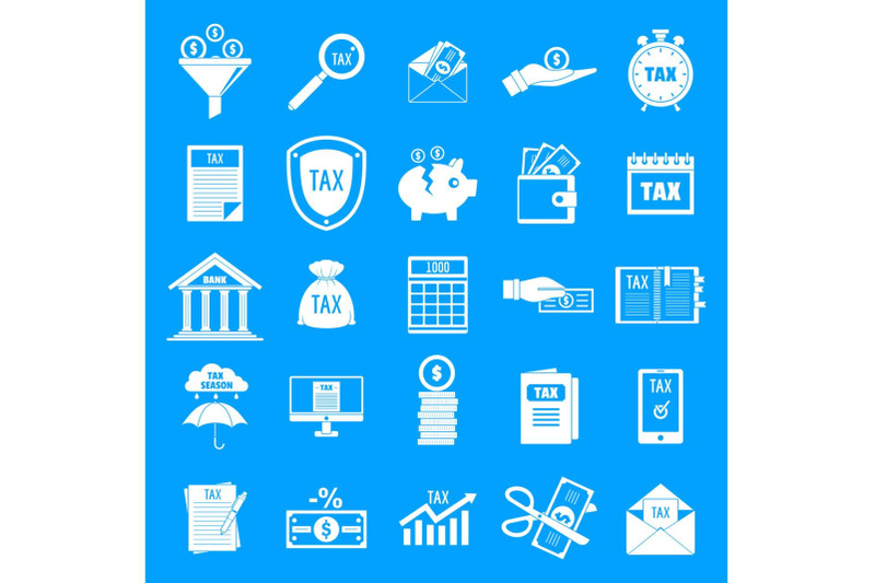 taxes-icons-set-simple-style