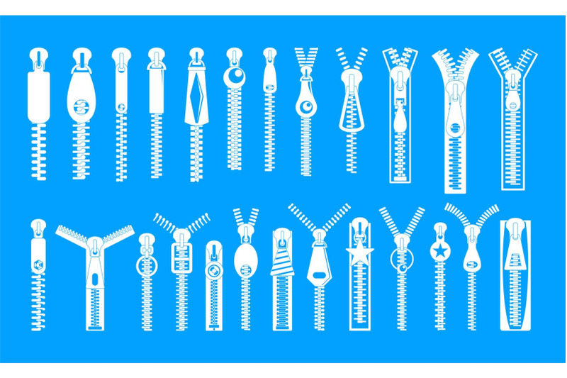 zipper-puller-lock-icons-set-simple-style