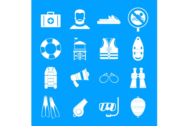 lifeguard-save-icons-set-simple-style