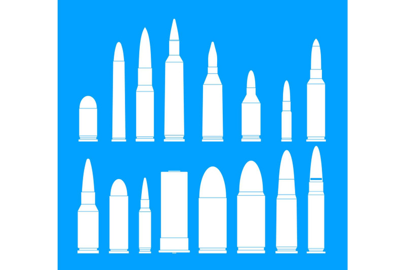 bullet-gun-military-icons-set-simple-style