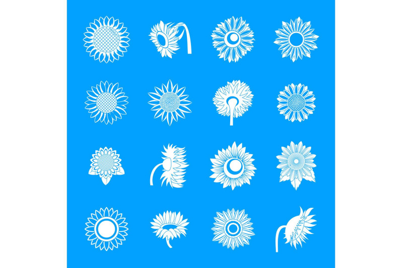 sunflower-blossom-icons-set-simple-style