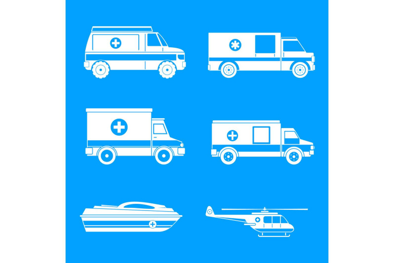 ambulance-transport-icons-set-simple-style