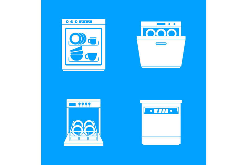 dishwasher-machine-kitchen-icons-set-simple-style