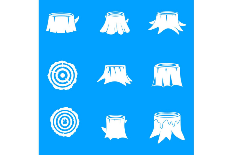 stumps-tree-log-wood-icons-set-simple-style