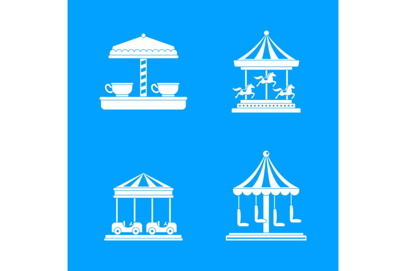 carousel-carnival-horse-icons-set-simple-style