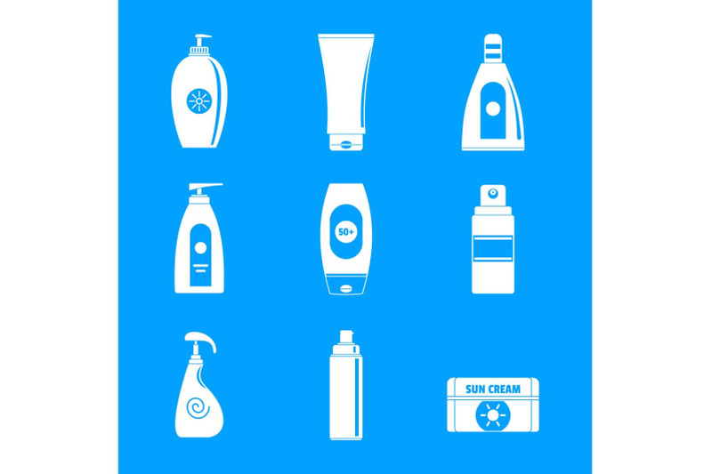 sunscreen-sun-protect-logo-icons-set-simple-style
