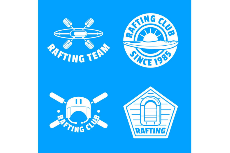 rafting-kayak-canoe-logo-icons-set-simple-style
