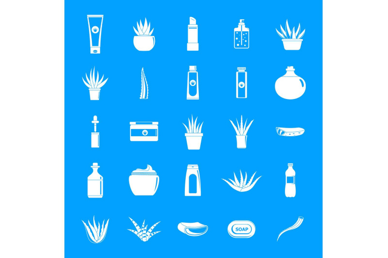 aloe-vera-plant-logo-icons-set-simple-style