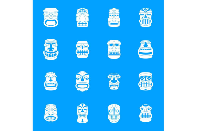 tiki-idol-aztec-hawaii-icons-set-simple-style