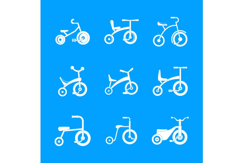 tricycle-bicycle-bike-wheel-icons-set-simple-style