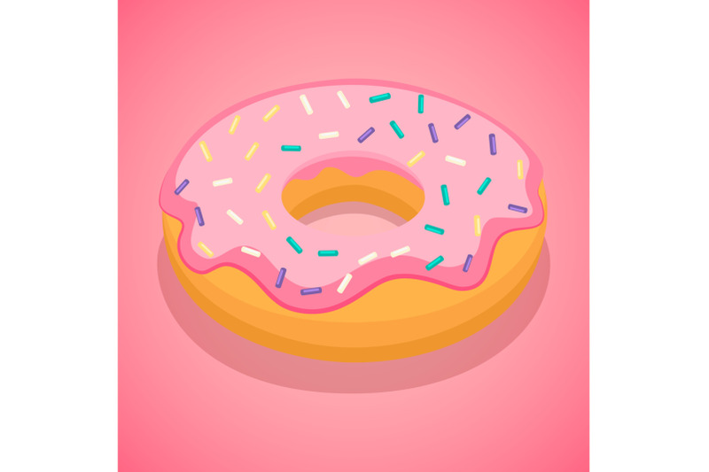 pink-donut-icon-isometric-style