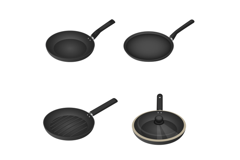 griddle-icon-set-isometric-style