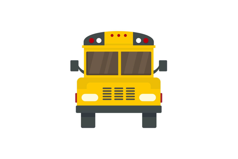 front-of-old-school-bus-icon-flat-style