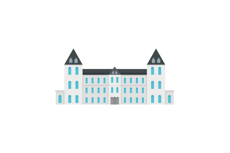 white-royal-castle-city-icon-flat-style