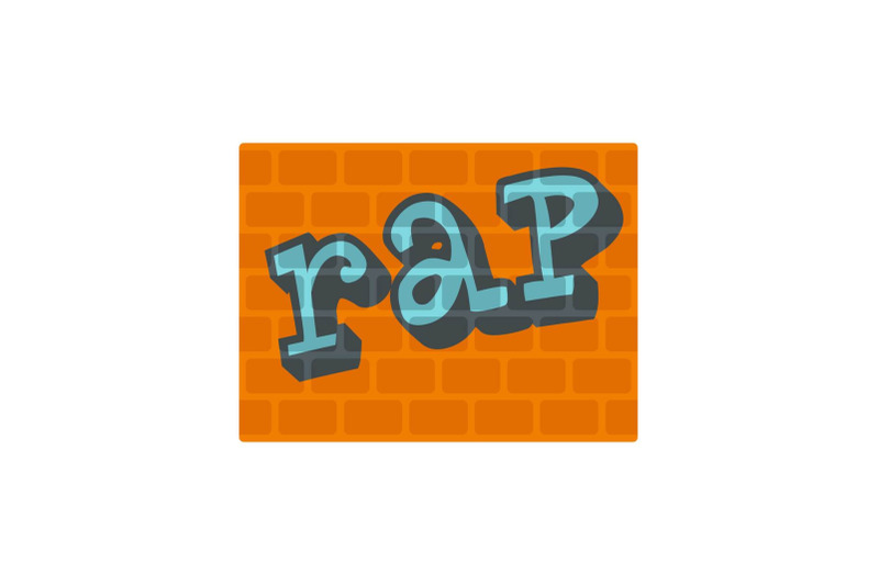 rap-on-bricks-wall-icon-flat-style