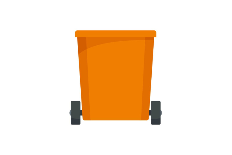 orange-trash-can-icon-flat-style