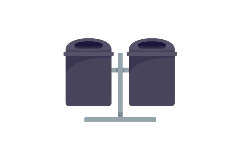 double-trash-can-icon-flat-style