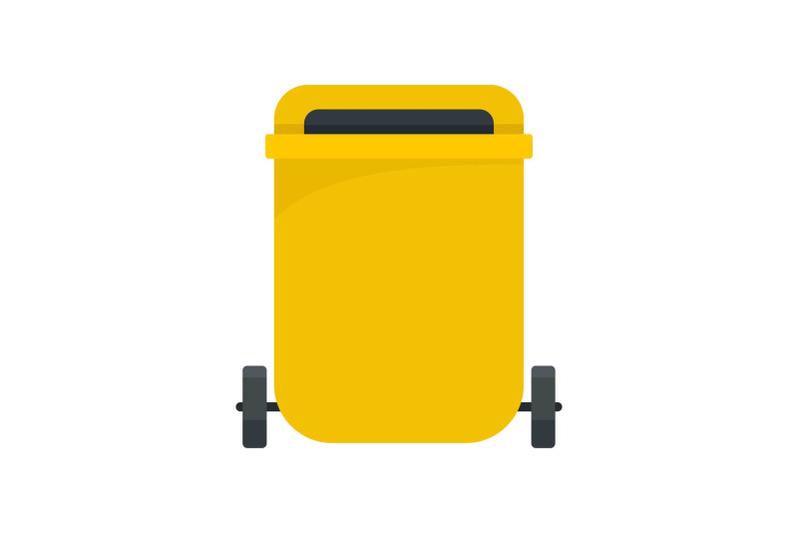 yellow-garbage-can-icon-flat-style