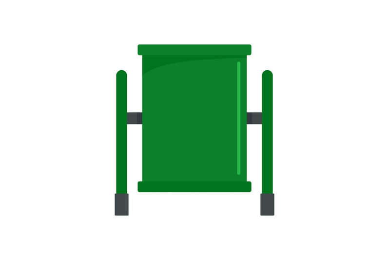 green-trash-can-icon-flat-style