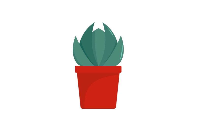 house-cactus-pot-icon-flat-style