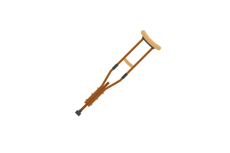 wood-crutch-icon-flat-style