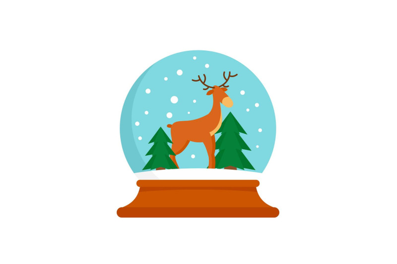 deer-glass-snow-ball-icon-flat-style