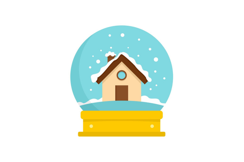 wood-house-glass-ball-icon-flat-style