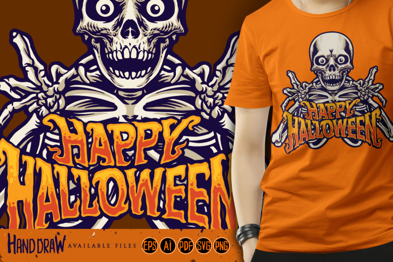 skull-halloween-treat-pumpkin-trick-svg