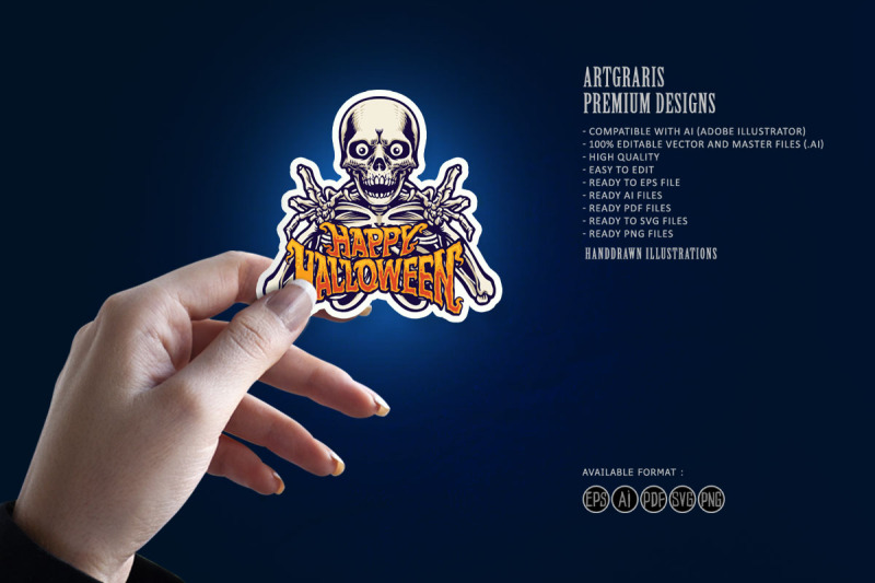 skull-halloween-treat-pumpkin-trick-svg