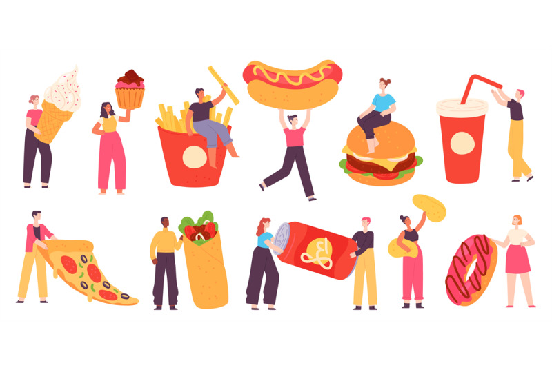 people-with-fast-food-tiny-characters-hold-pizza-burger-hot-dog-so