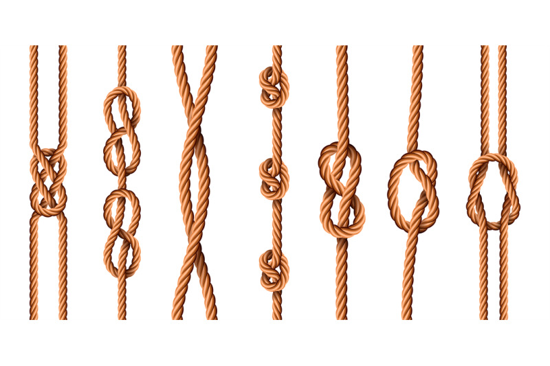 nautical-knots-realistic-ropes-with-sailor-or-scout-knot-types-tied