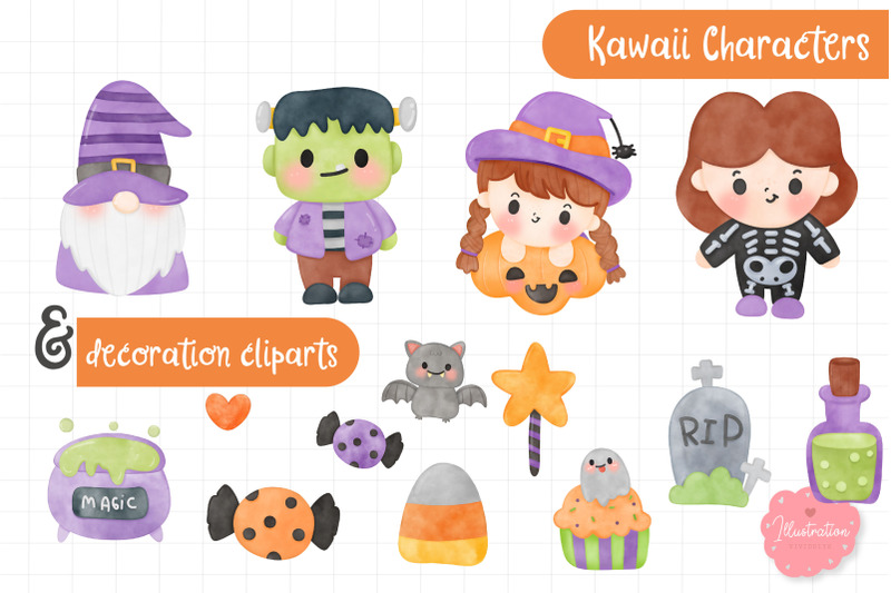 cute-halloween-watercolor-kawaii-clipart