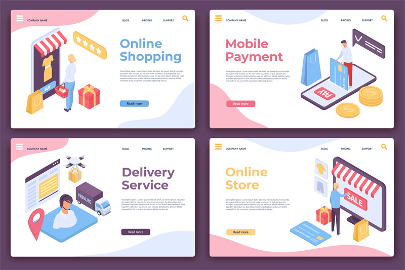 online-shopping-landing-page-isometric-website-pages-for-mobile-payme