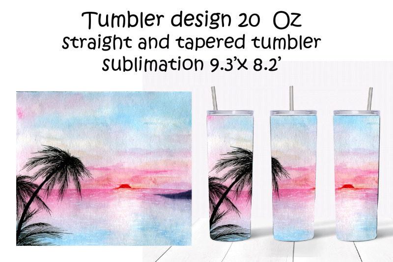 tumbler-design-20oz-sublimation-watercolor-sunset-landscape