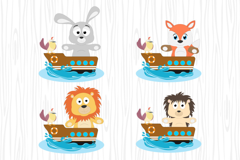 cute-animal-cartoon-with-boat