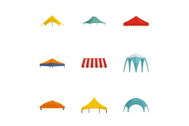 tent-icon-set-flat-style