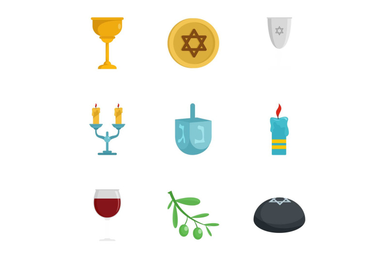 judaism-icon-set-flat-style