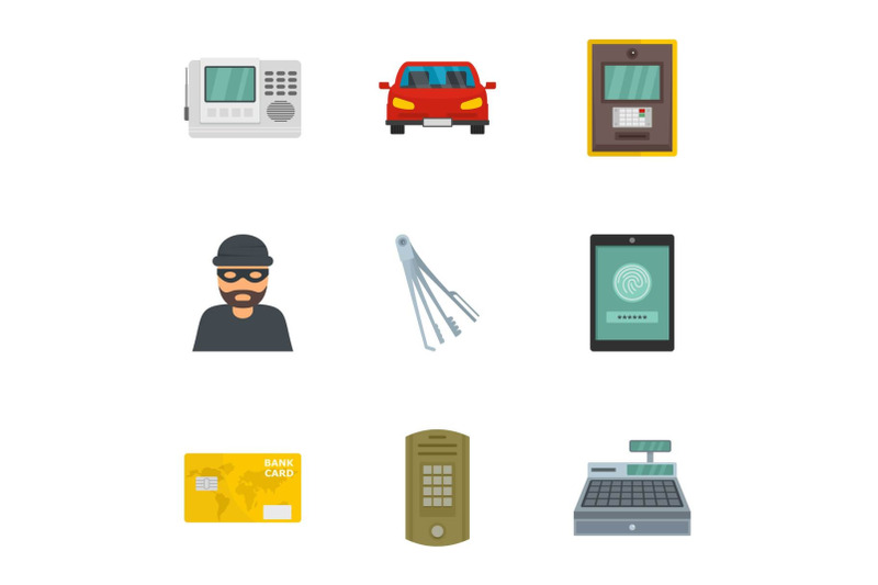 money-security-icon-set-flat-style