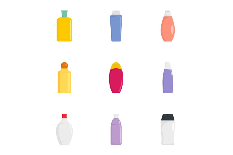 plastic-bottle-icon-set-flat-style