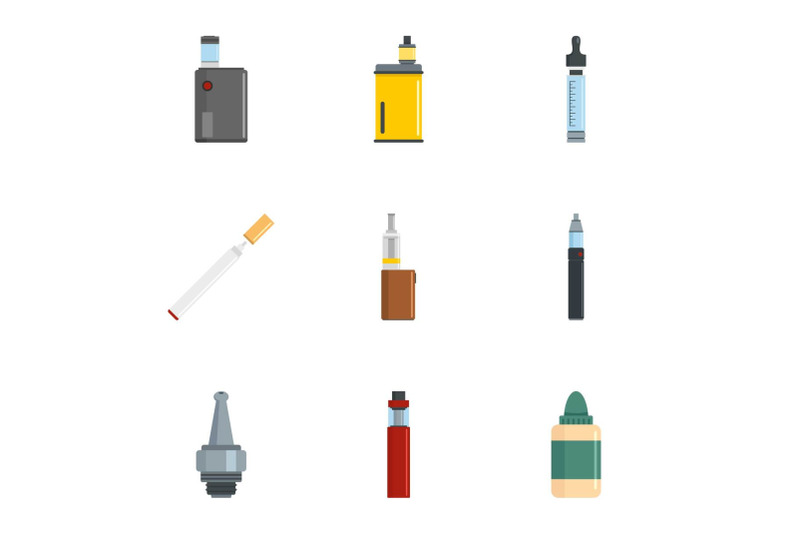 electronic-cigarette-icon-set-flat-style