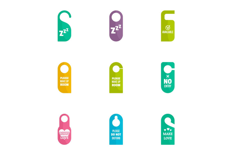 door-hanger-icon-set-flat-style