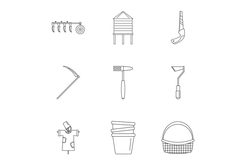 farm-icon-set-outline-style