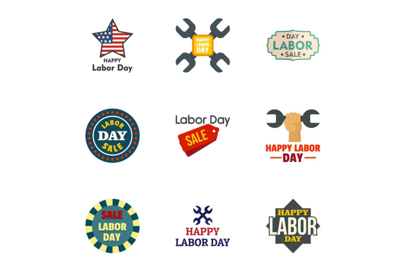 labor-day-logo-set-flat-style