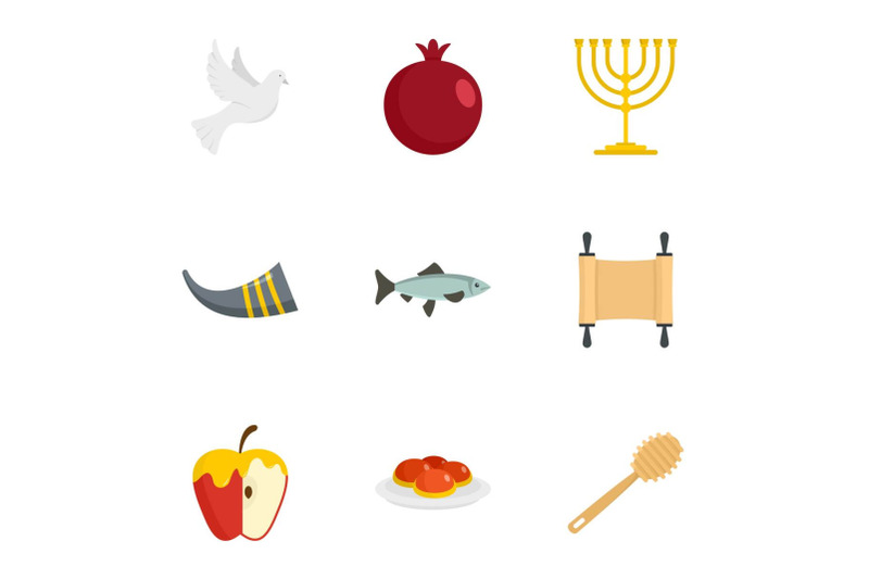 rosh-hashanah-icon-set-flat-style